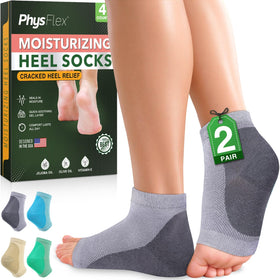 PhysFlex front packaging showing 4-pack and benefits for softer heels