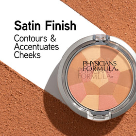 Physicians Formula mosaic close-up highlighting silky powder texture and blendability