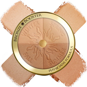 Physicians Formula compact front view showing four bronzer tones and mirror, easy portability