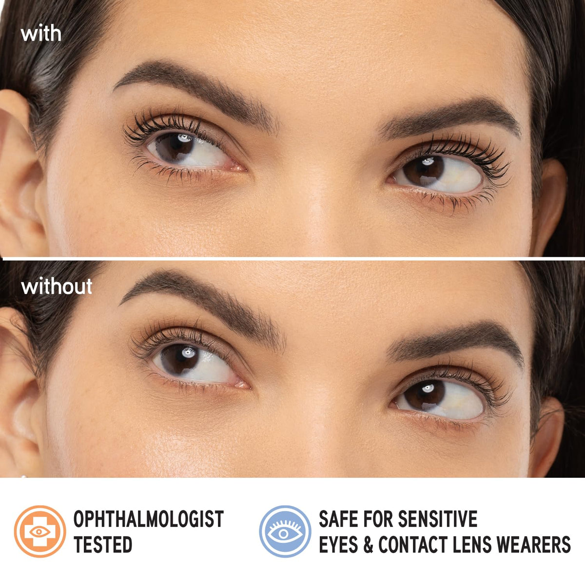 Physicians Formula mascara applied on lashes showing lifted length