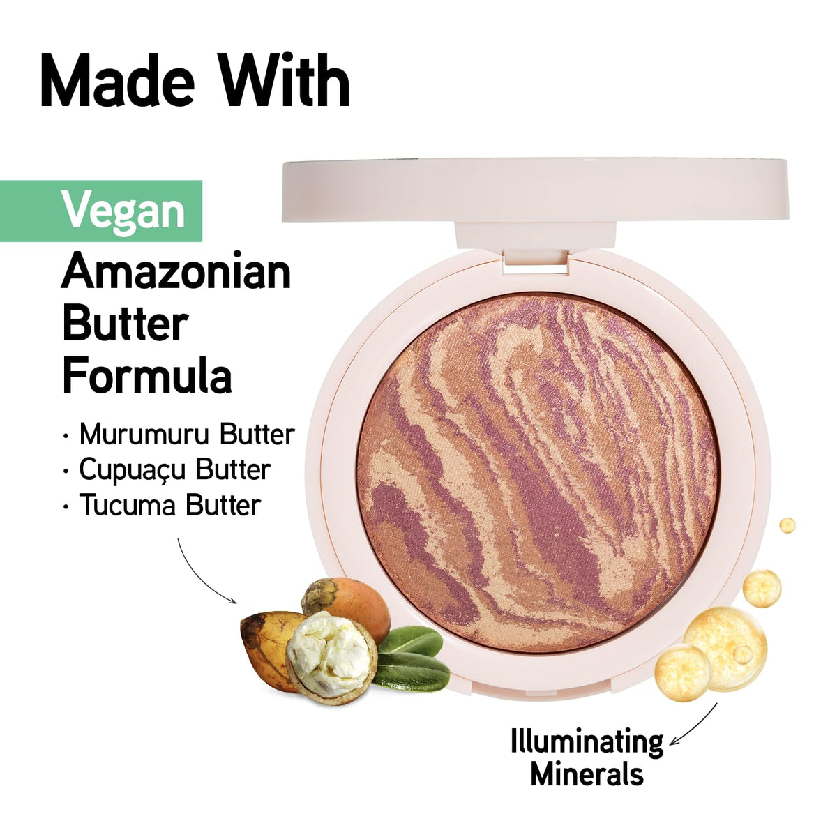 Physicians Formula texture close-up highlighting buttery powder and smooth blendability benefit