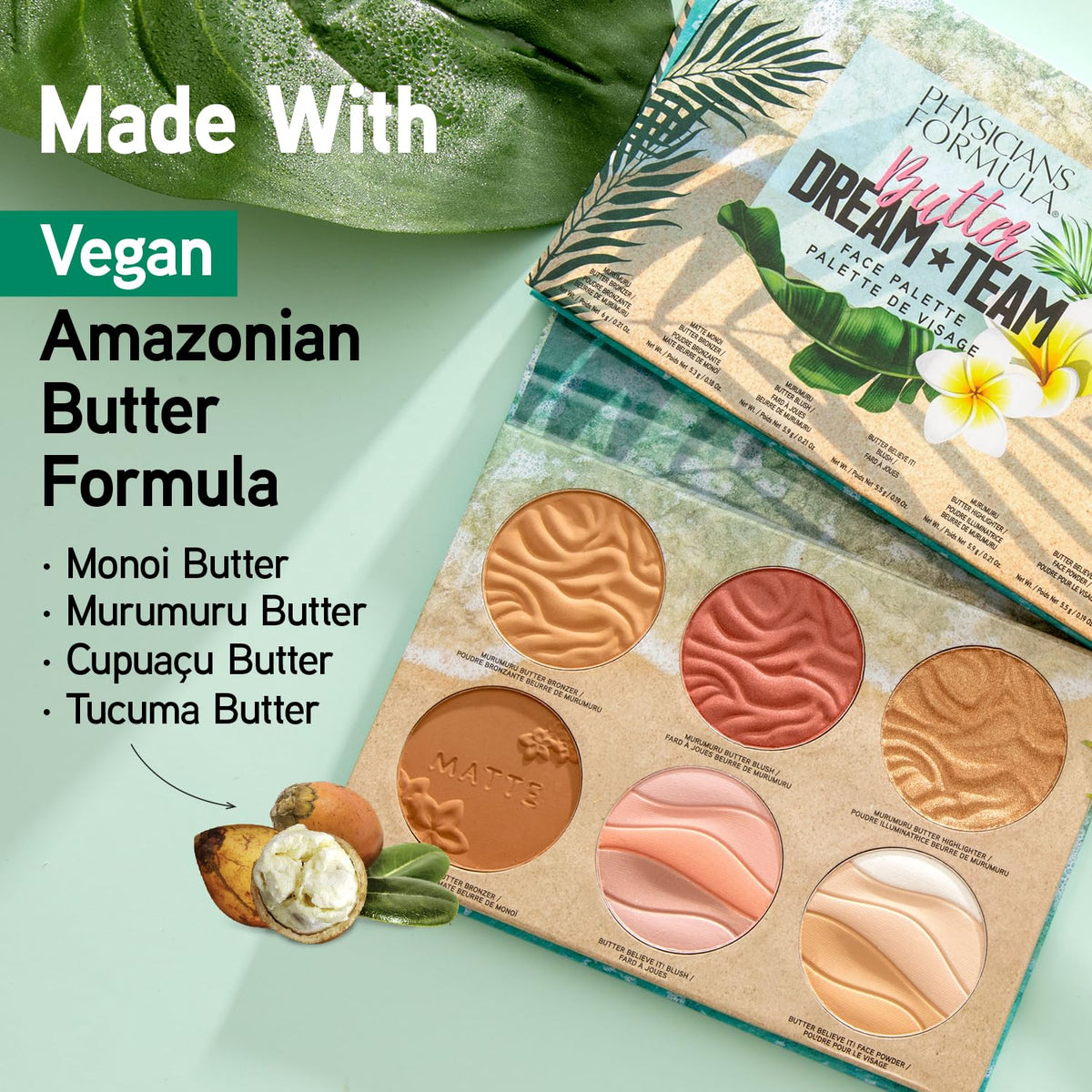 Physicians Formula palette next to common items showing compact travel-friendly size