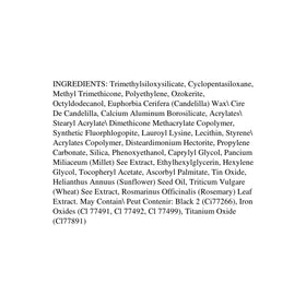 Physicians Formula ingredient label with botanicals emphasizing lash-nourishing benefit