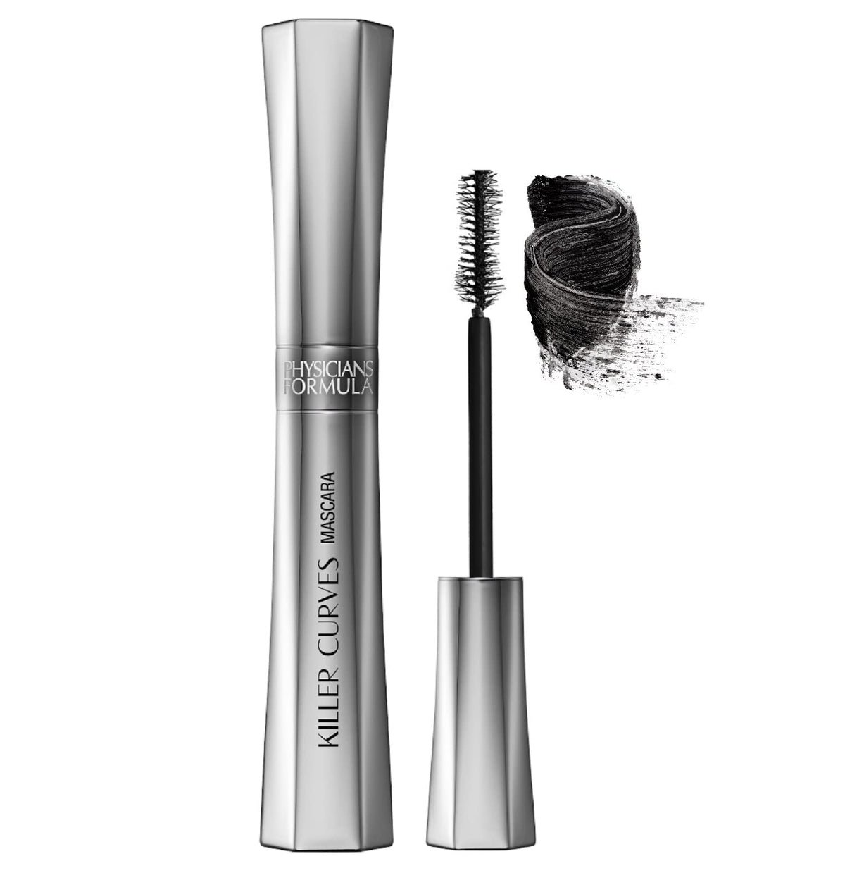 Physicians Formula front packaging showing black mascara tube and branding for instant recognition and benefit