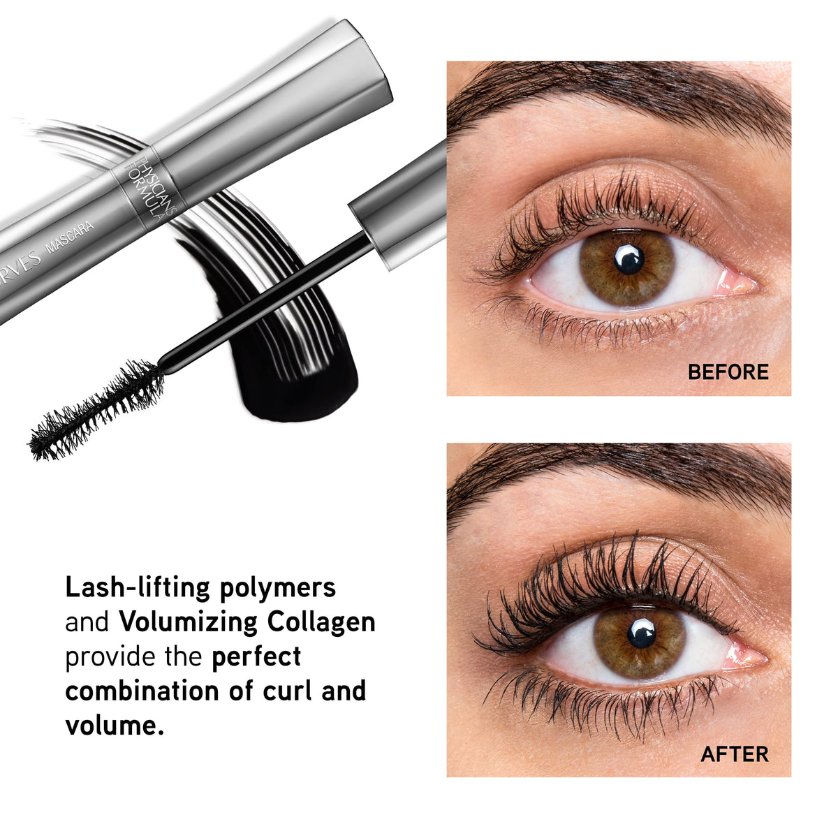 Physicians Formula hourglass brush close-up that lifts and fans lashes for visible curl