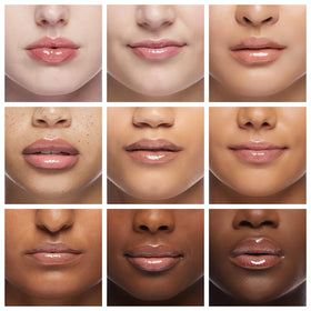 Physicians Formula model wearing gloss, shows fuller-looking hydrated lips and smile