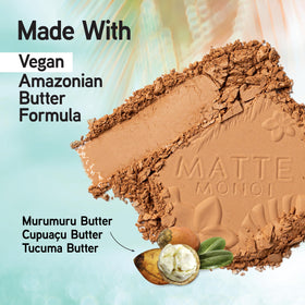 Physicians Formula bronzer ingredient display with Monoi and Murumuru butters for hydration