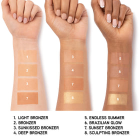 Physicians Formula bronzer being applied with brush for natural sculpting benefit