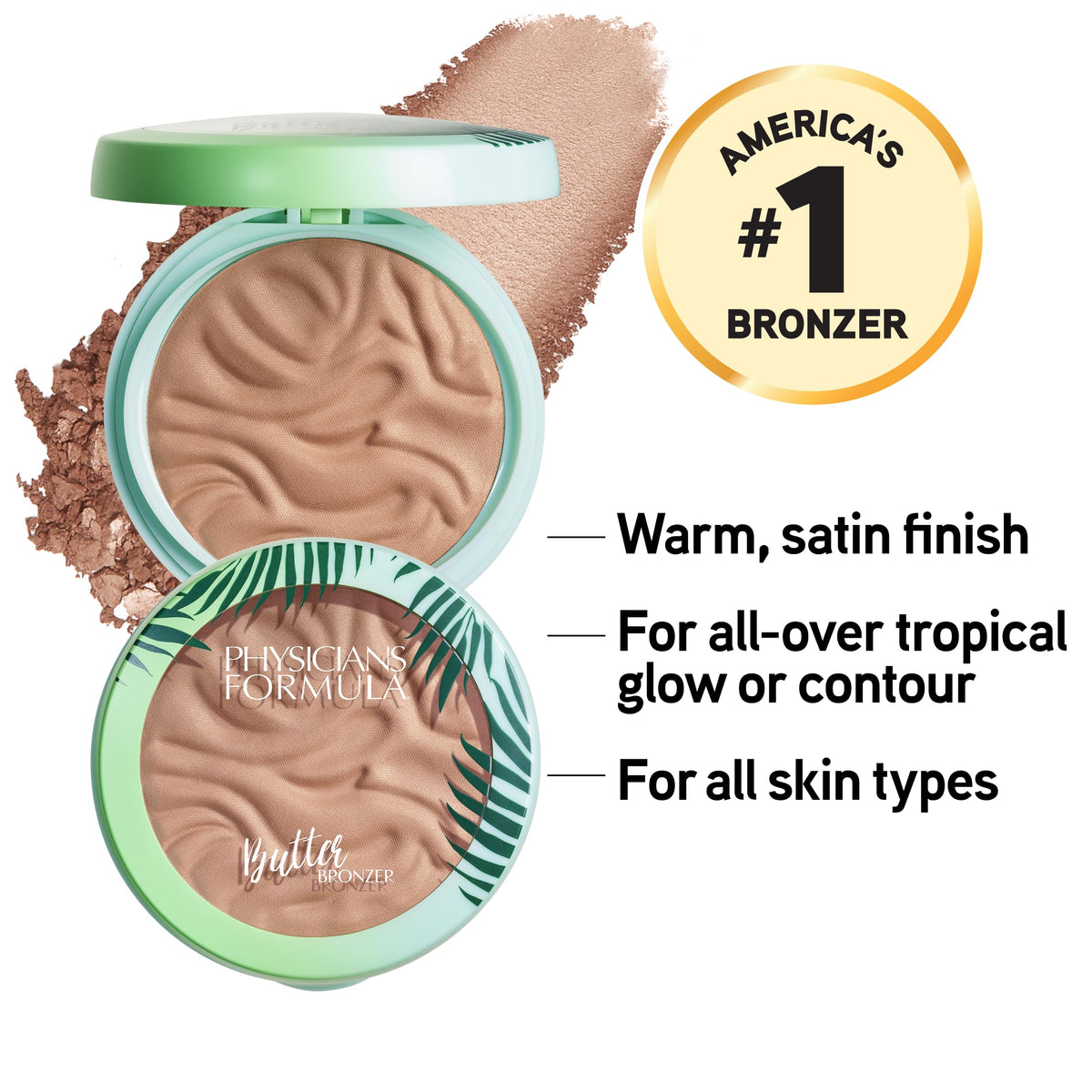 Physicians Formula bronzer open pan close-up of creamy texture, highlights smooth blendability