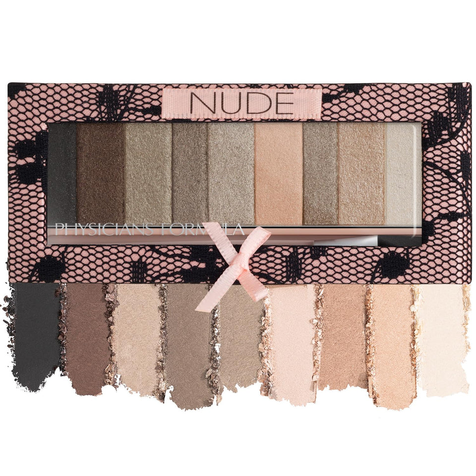 Physicians Formula front packaging showing compact nude palette, convenient travel-ready