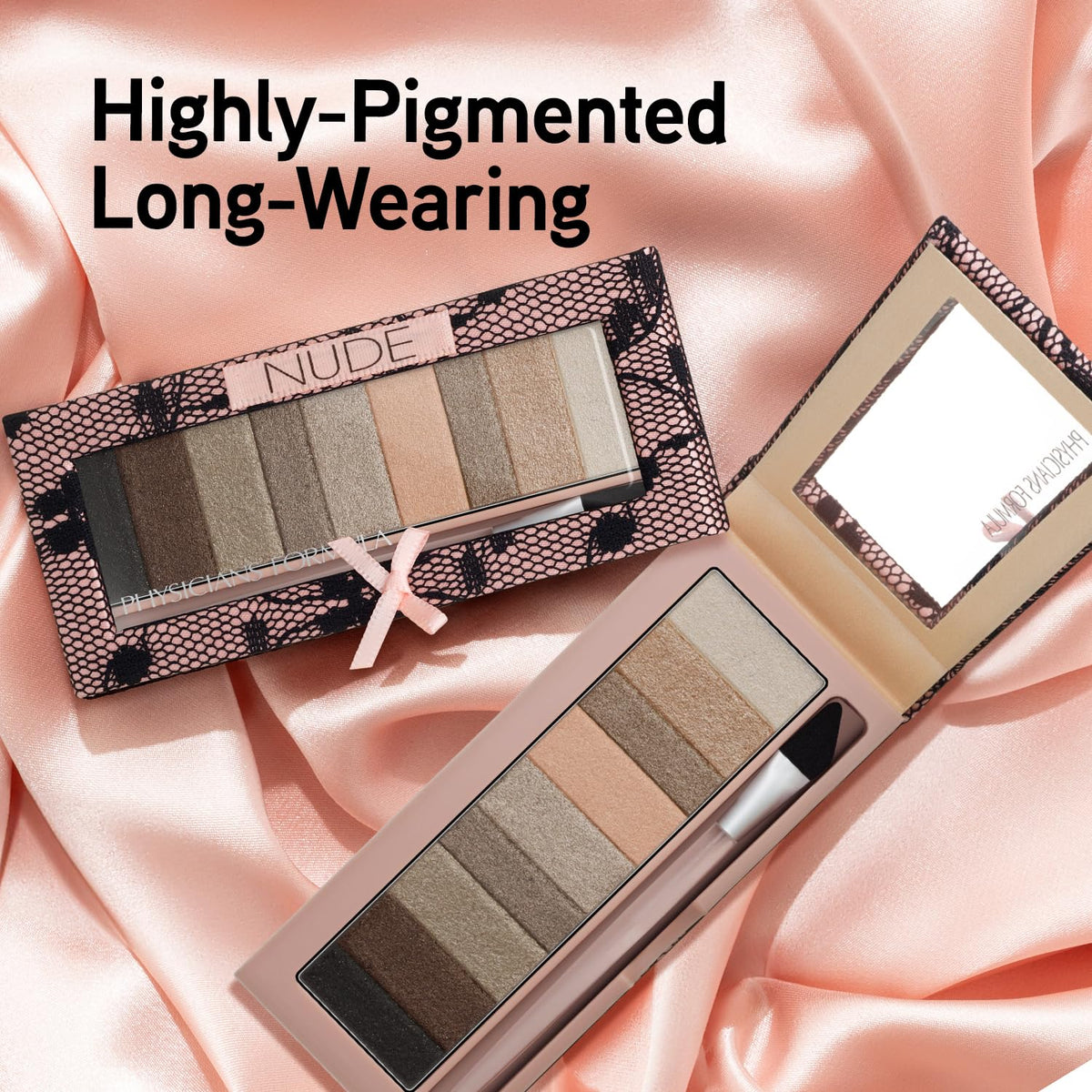 Physicians Formula open palette top view displaying nine complementary nude shades, easy coordination