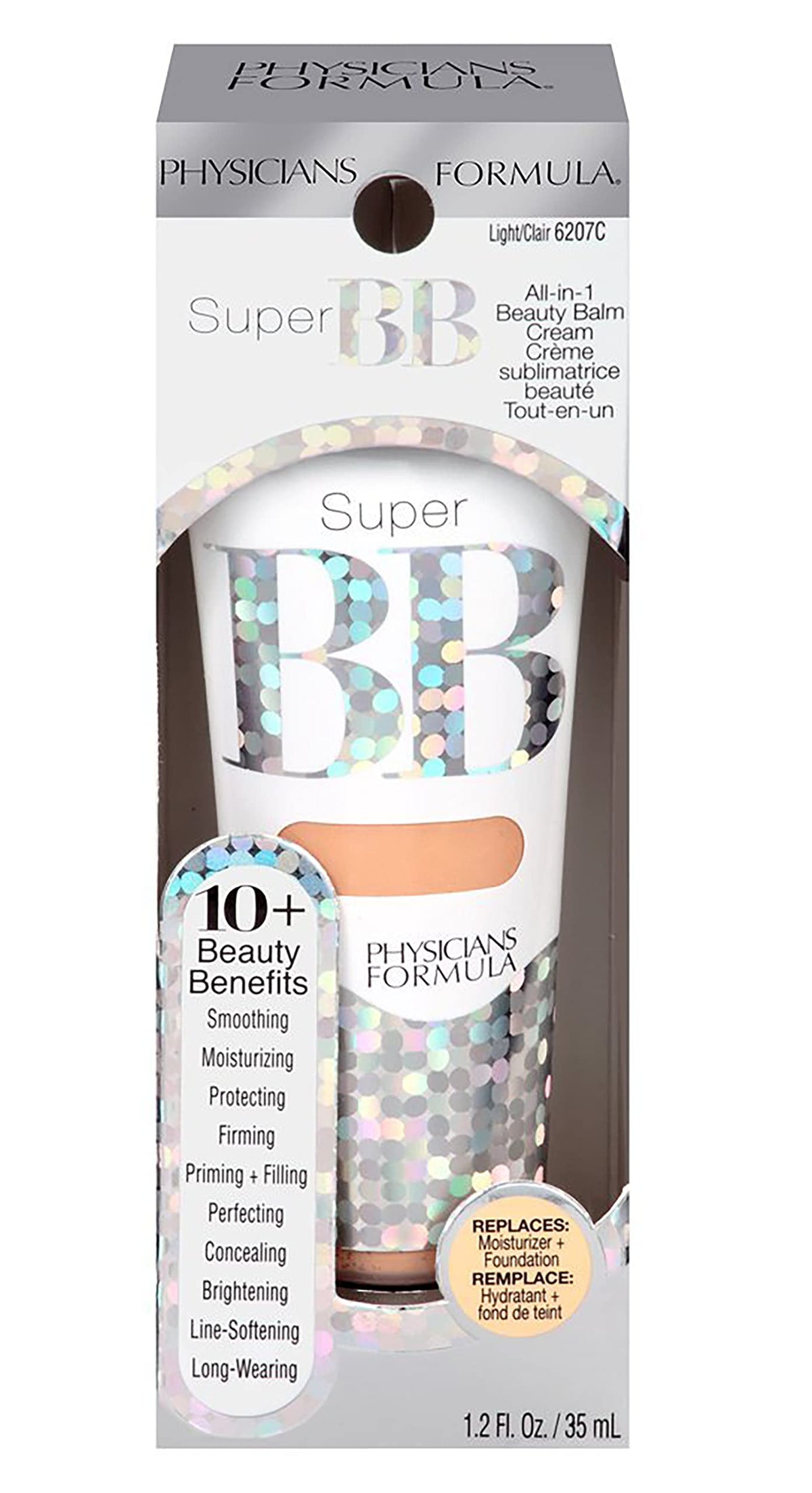 Physicians Formula open tube revealing creamy tinted balm texture and easy dispensing