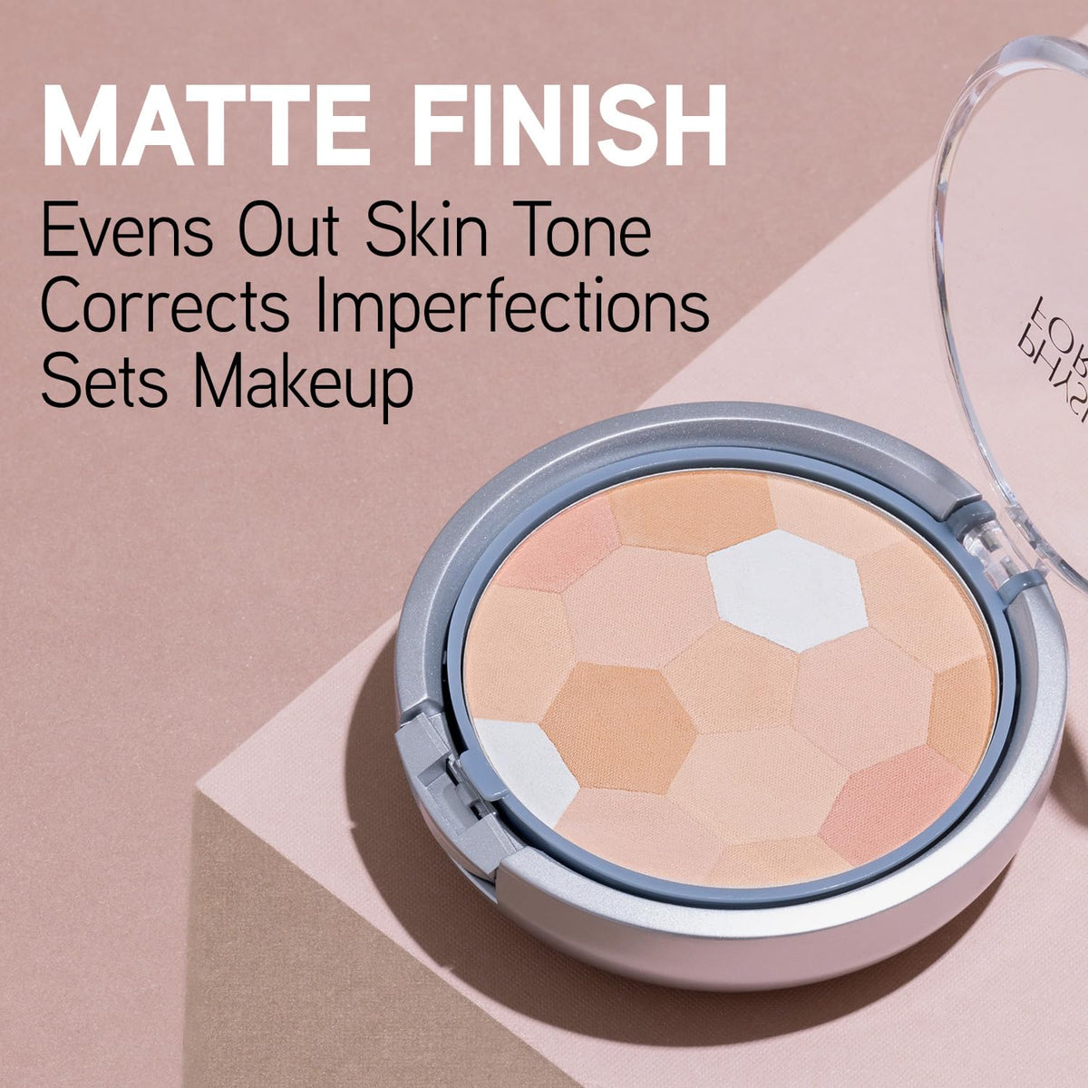 Physicians Formula palette opened with included brush, demonstrates easy touch-up portability