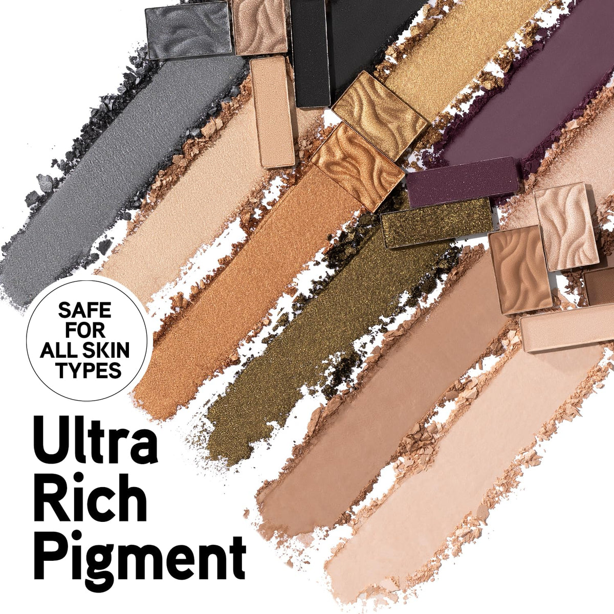Physicians Formula pan swatches closeup highlighting rich pigment and blendable payoff