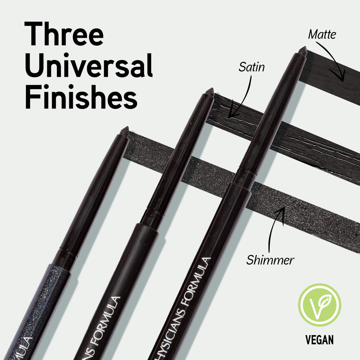Physicians Formula pencil tips and sharpener displaying precise point for clean lines