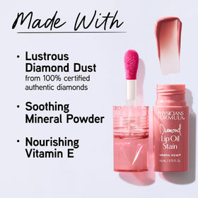 Physicians Formula radiant rose applied on model lips demonstrating soft matte stain