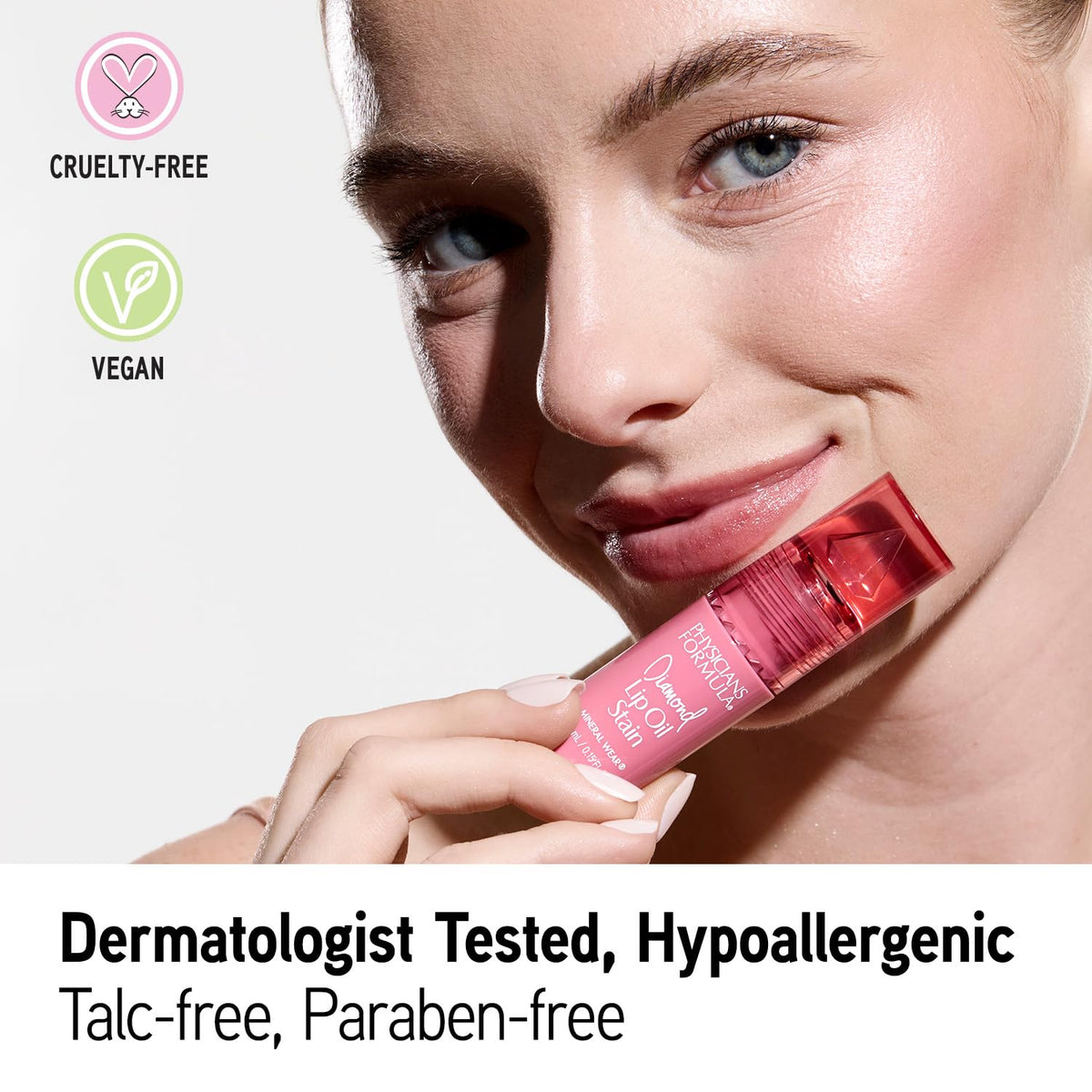 Physicians Formula radiant rose open tube angled to reveal product color