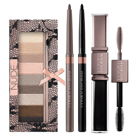 Physicians Formula compact front view showing nine neutral shadows and applicators for versatile looks