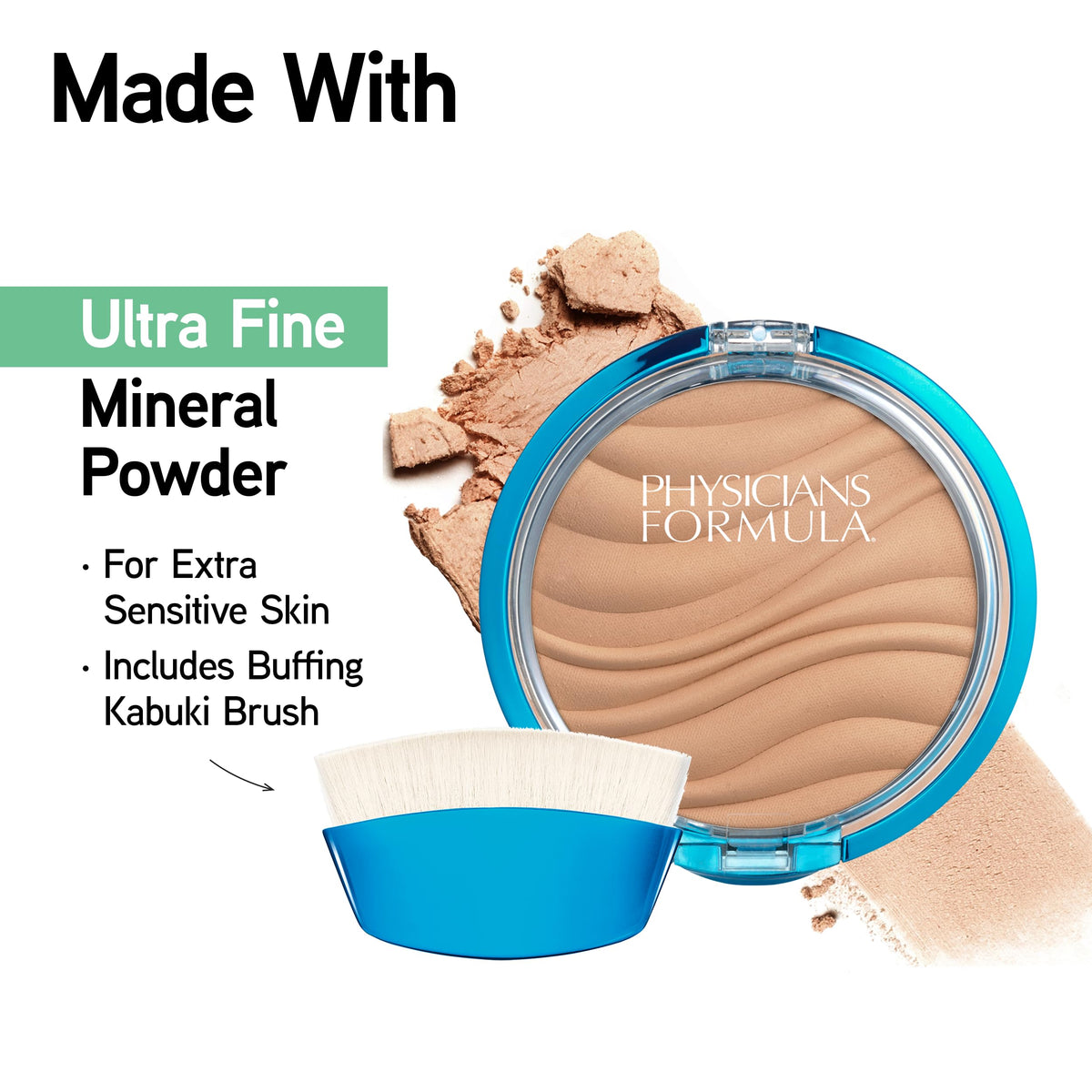 Physicians Formula beige shade swatch on skin demonstrating natural, buildable coverage