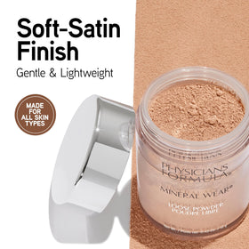Physicians Formula loose powder texture swatch showing smooth satin finish