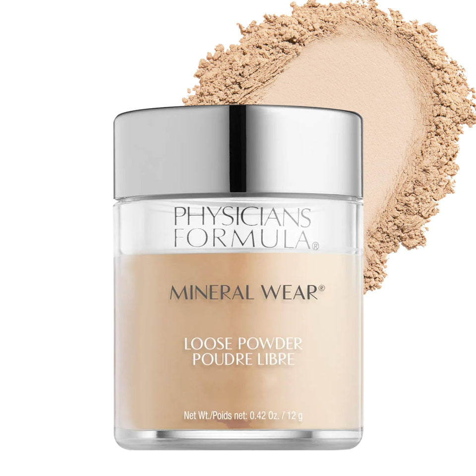 Physicians Formula front packaging showing powder jar and label for easy identification and benefits
