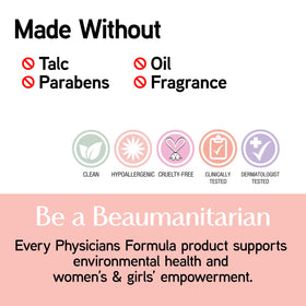 Physicians Formula applying powder with brush to set makeup and reduce shine
