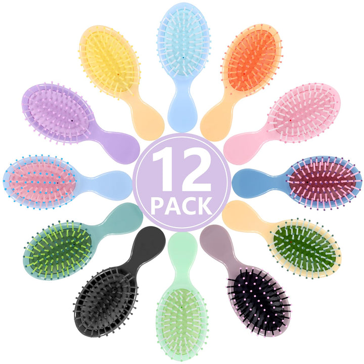 Phyyixs front packaging showing 12 colorful mini detangling brushes and set benefit