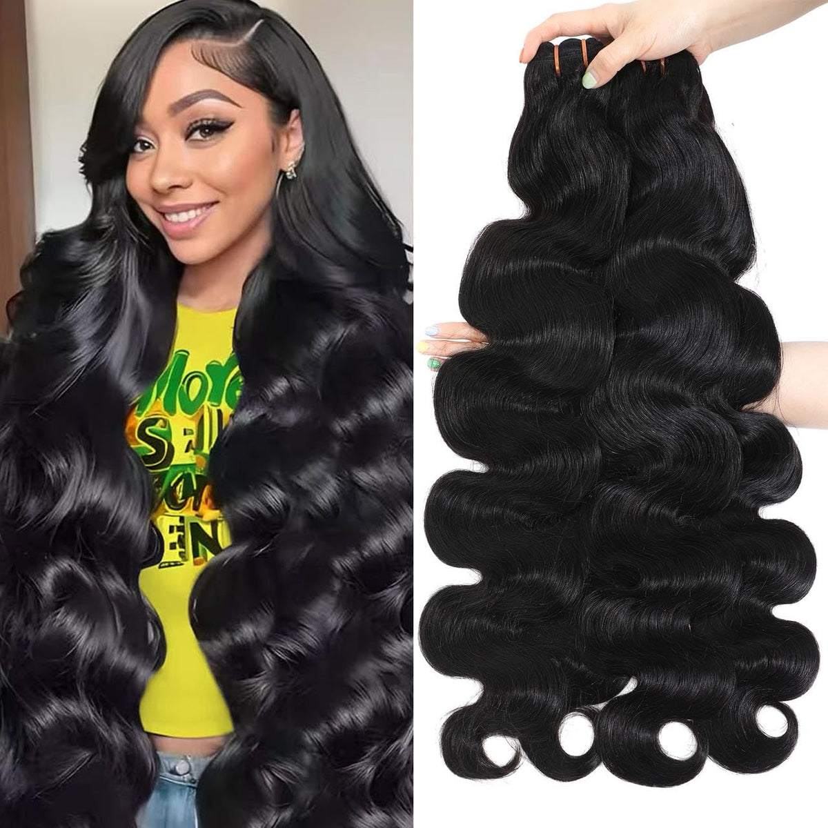 PIAPIA front view of four body wave bundles showing full set benefits