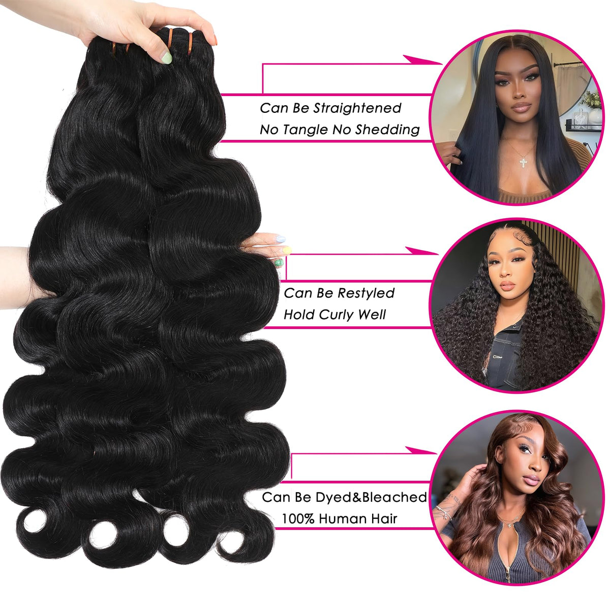 PIAPIA bundles laid flat displaying 18 20 22 24 inch lengths and layering benefit