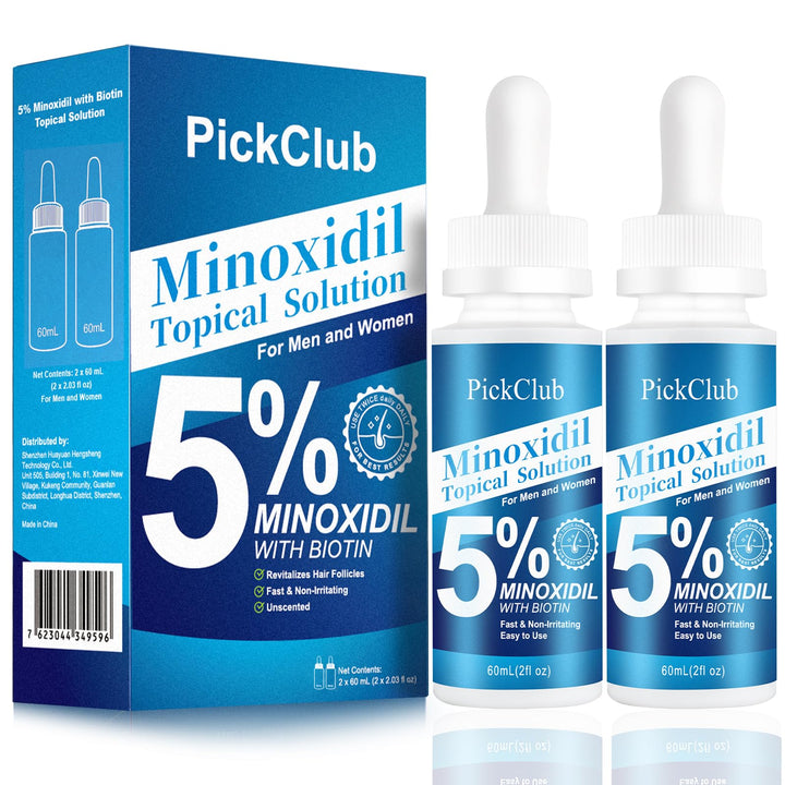 PickClub front packaging showing two 60 mL bottles and label benefits