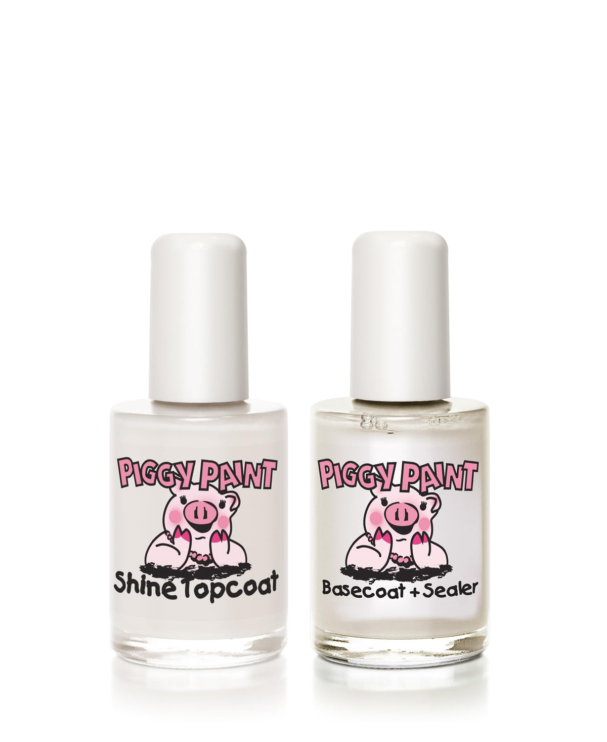 Piggy Paint basecoat bottle close-up highlights smooth application benefit
