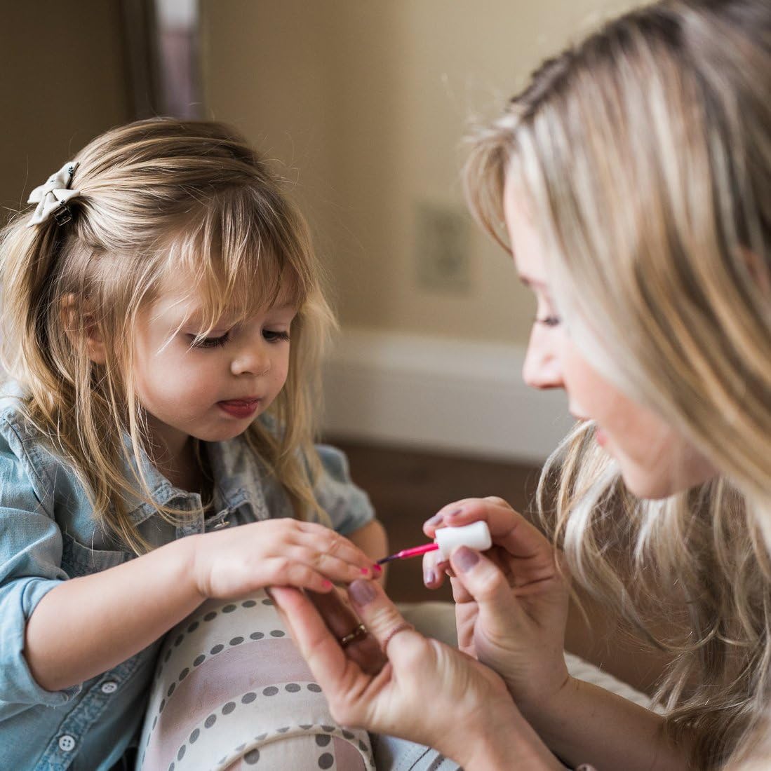 Piggy Paint glossy finish on a child nail showing durable, chip-resistant look