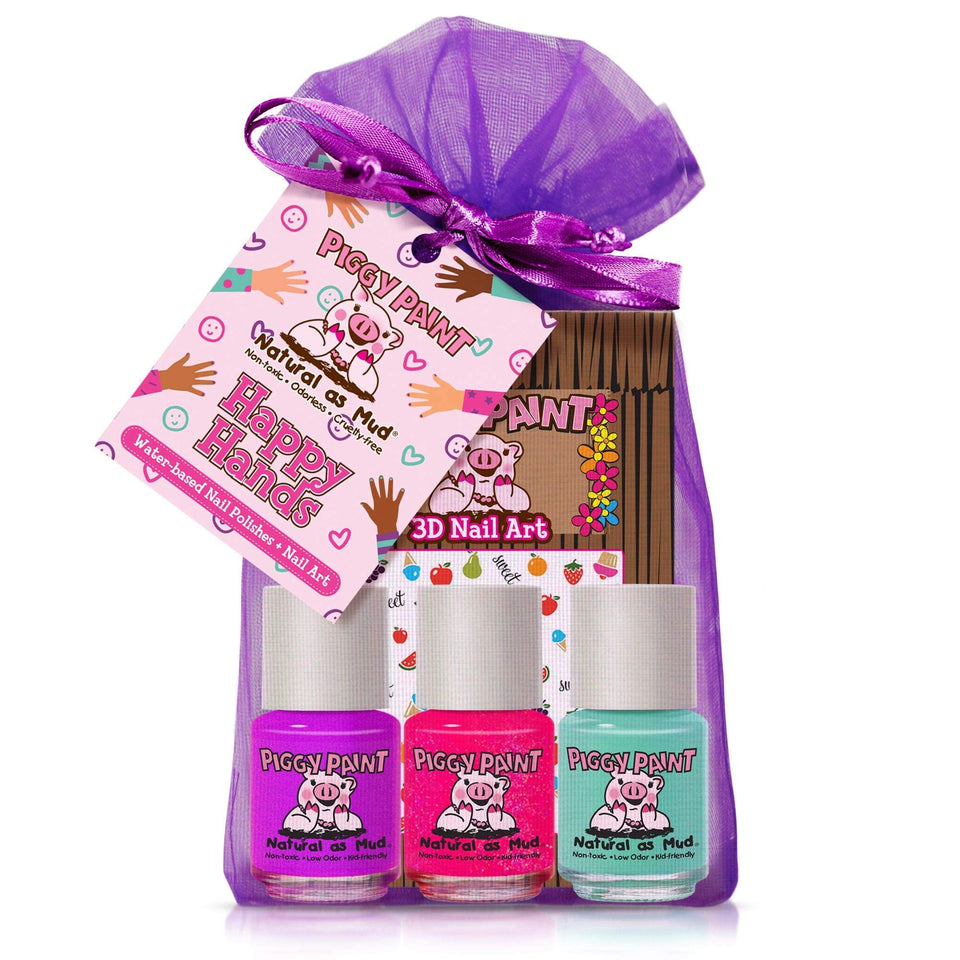 Piggy Paint front packaging showing safe kids nail set and clear benefits