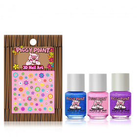 Piggy Paint mini bottles lined up, offering kid-safe, low-odor polish convenience