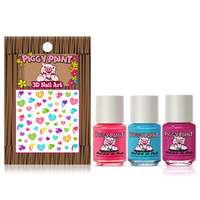 Piggy Paint three bottles closeup highlighting vibrant kid-friendly colors