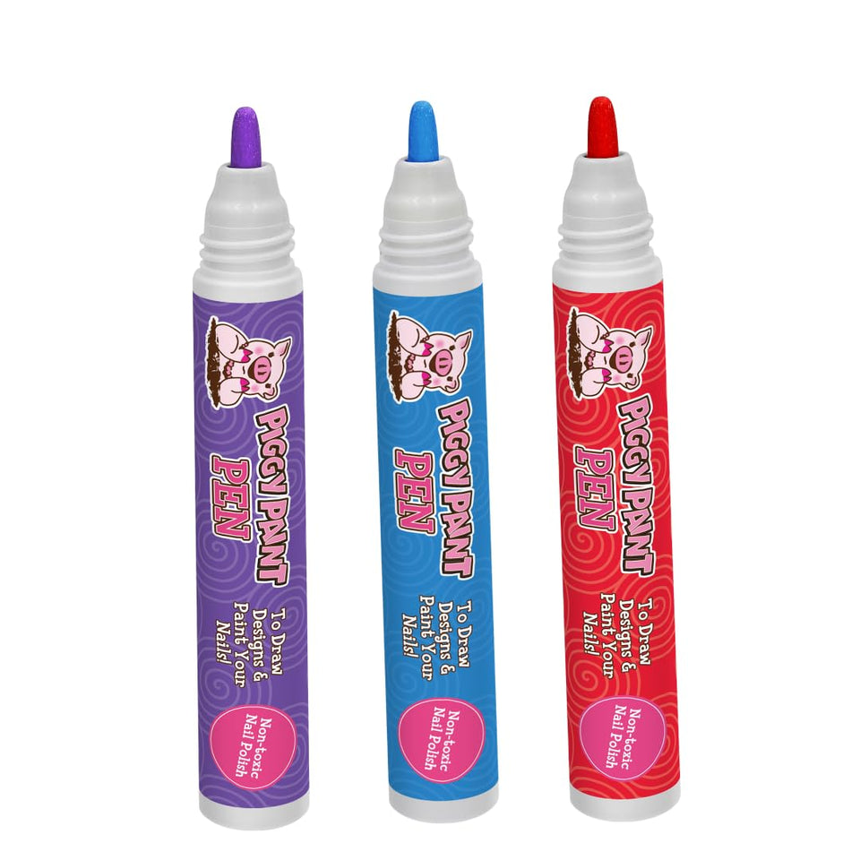 Piggy Paint front packaging showing three pens and colorful branding, safe fun