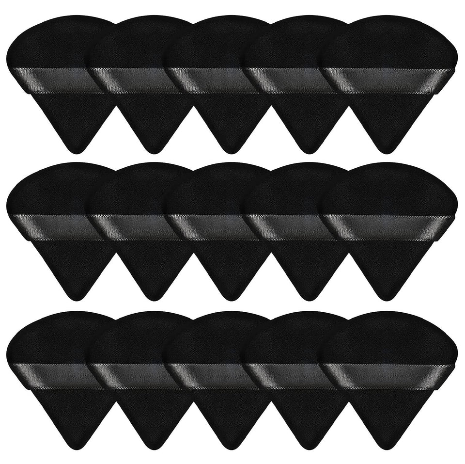 Pimoys front packaging showing 15 black velour puffs, neat storage benefit