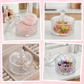 Pimoys jar on vanity lifestyle shot showing decorative crystal look benefit