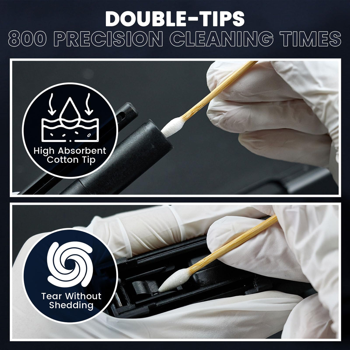 PINGMIC swab absorbing oil showing high absorbency and no lint