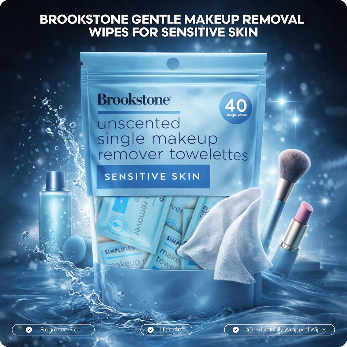 Pink Sky Brookstone single unwrapped towelette wiped clean for quick refresh