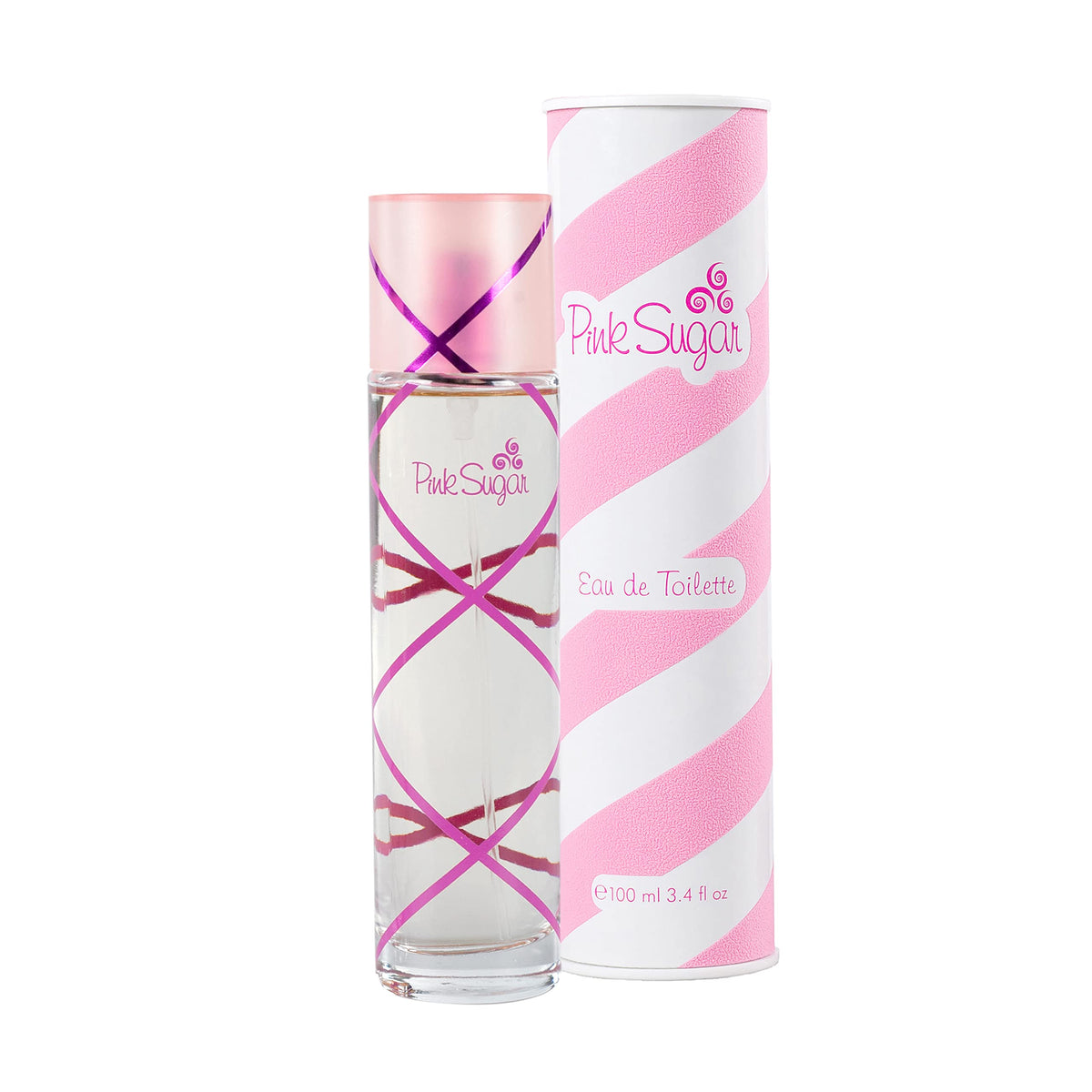 Pink Sugar front bottle showing pink design and playful fragrance branding benefit mood lift