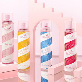 Pink Sugar mist texture suspended in air highlighting soft cotton-candy aroma