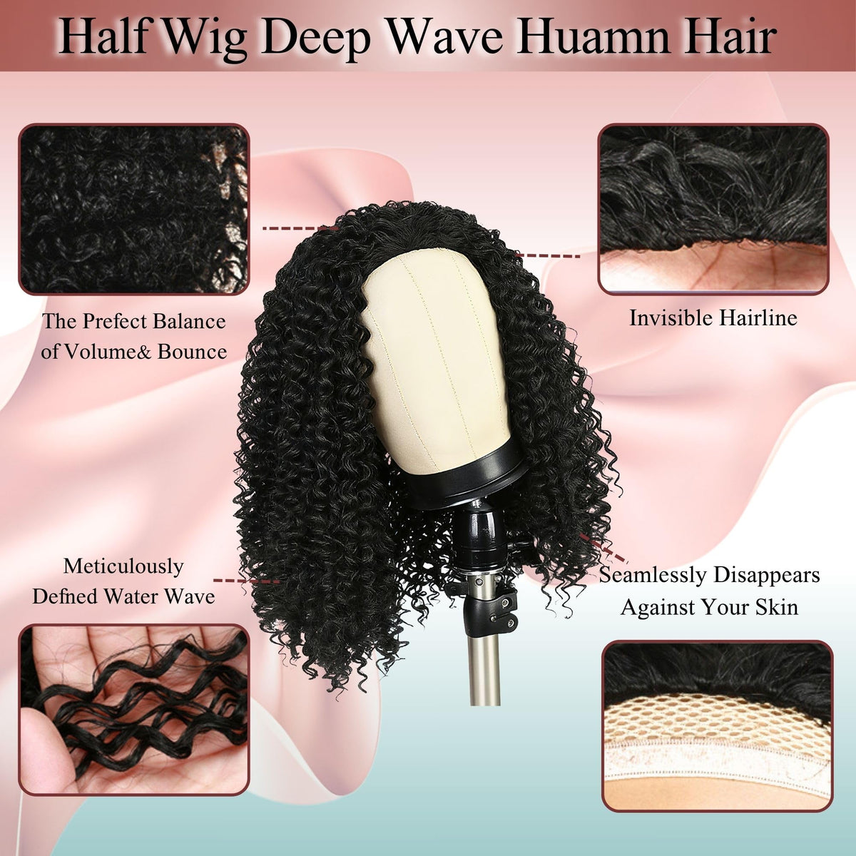 Pinketer back view displaying full 24-inch length and voluminous density