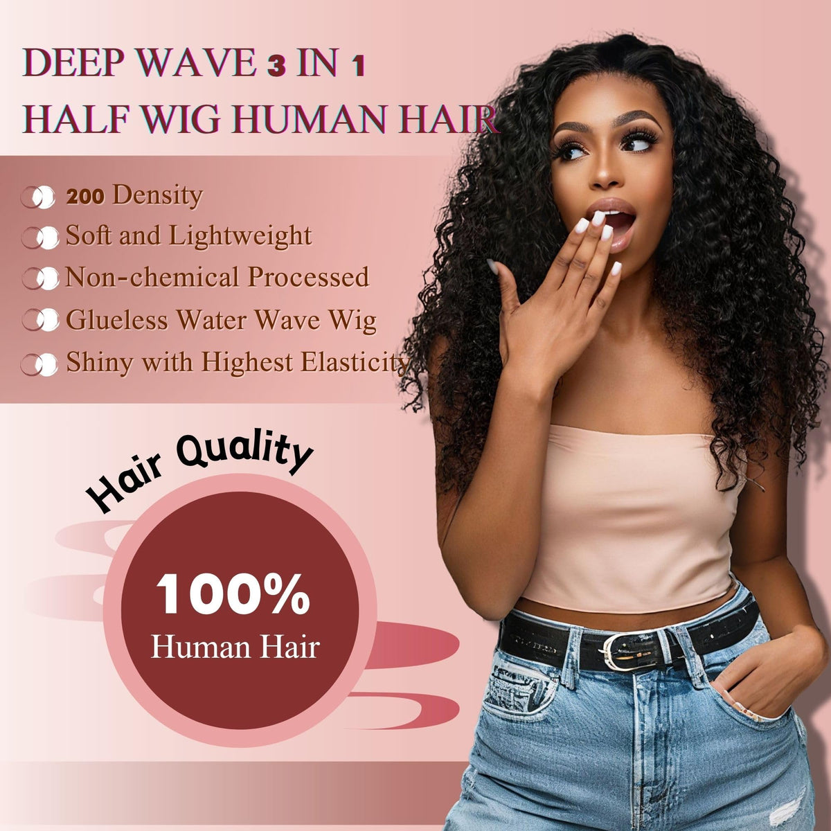 Pinketer close-up texture of deep wave curls highlighting softness and bounce