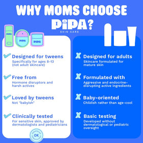 Pipa product label ingredients clear view to reassure safe formulation