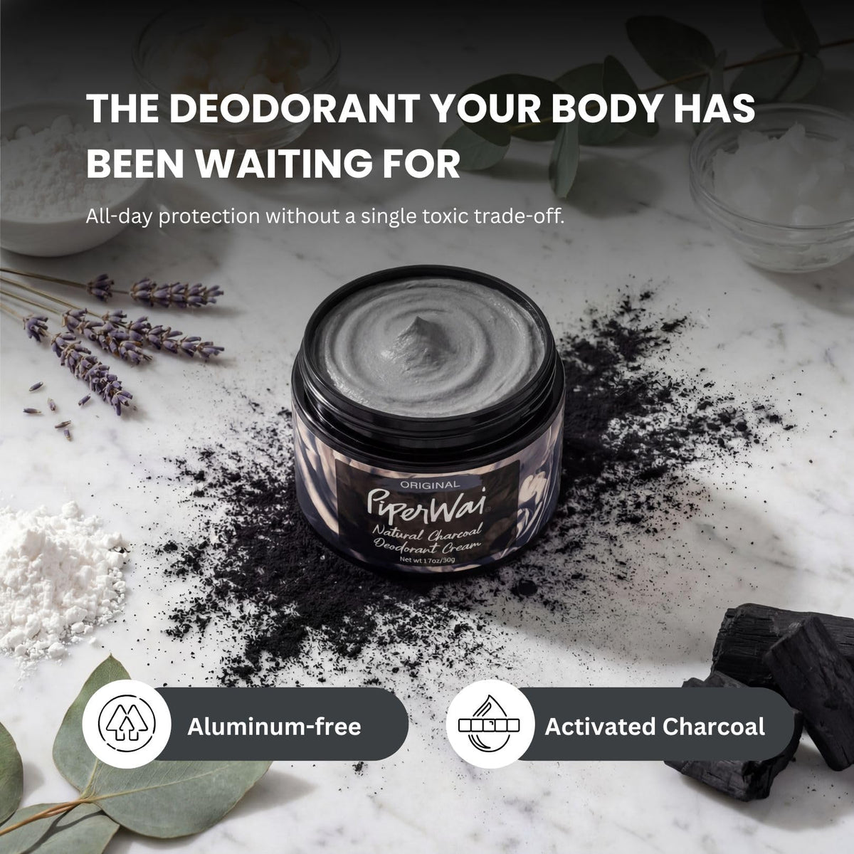 PiperWai open jar texture highlighting creamy charcoal paste and easy application