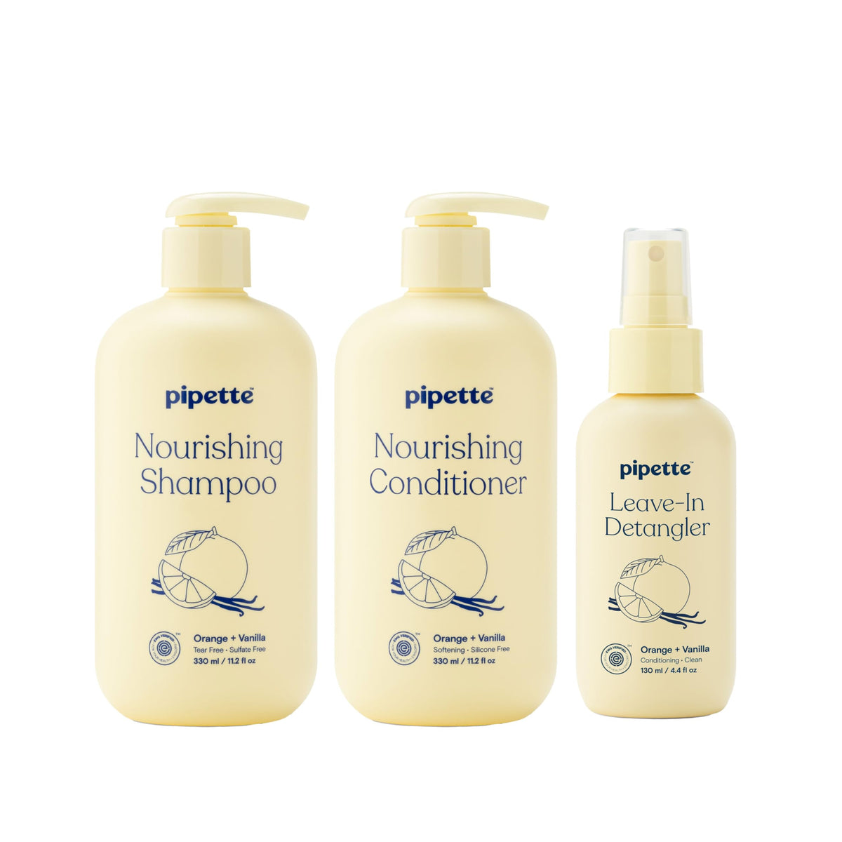 Pipette front packaging trio showing three bottles and kid-friendly design benefiting parents