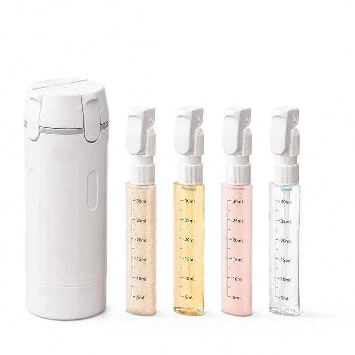 PIQOLA dispenser front view showing compact organized design benefit