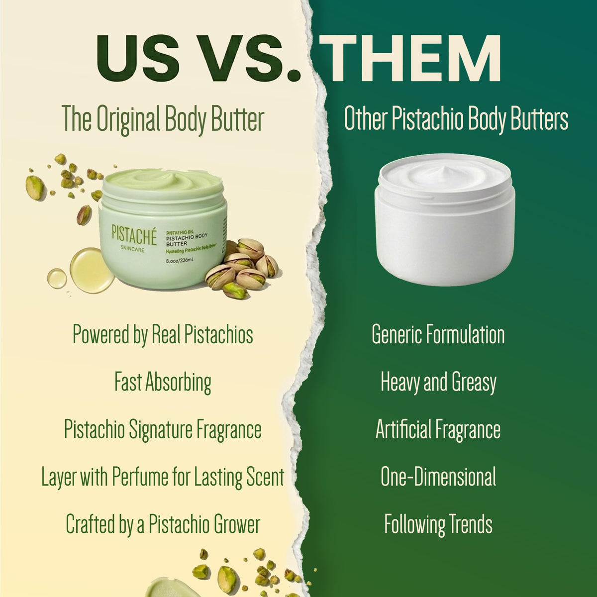 Pistaché Skincare jar held in hand showing 8 oz scale for sizing reference