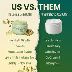 Pistaché Skincare jar held in hand showing 8 oz scale for sizing reference